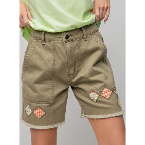 Easel Large Olive Patchwork shorts - Picture 1 of 1